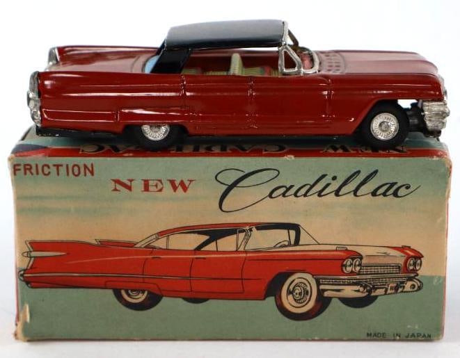 1950's HTC New Cadillac Sedan Friction Tin Toy Car w/ Box (1 of 3)