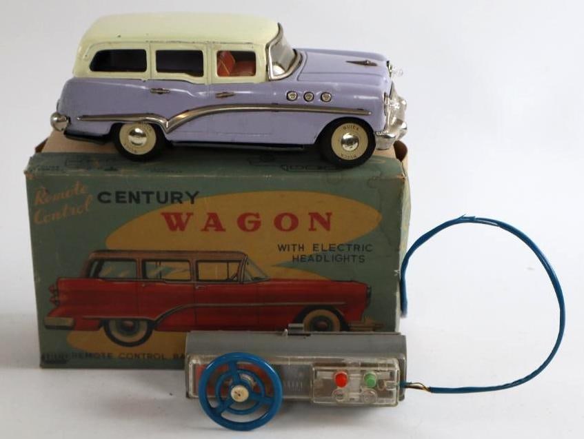 1950's Irco Century Wagon w/ Electric Headlights Remote Control Tin Toy Car w/ Box (1 of 3)