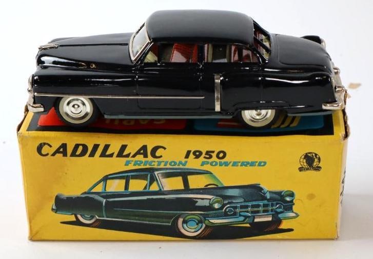 1950's SSS International Cadillac Sedan Friction Tin Toy Car w/ Box (1 of 3)