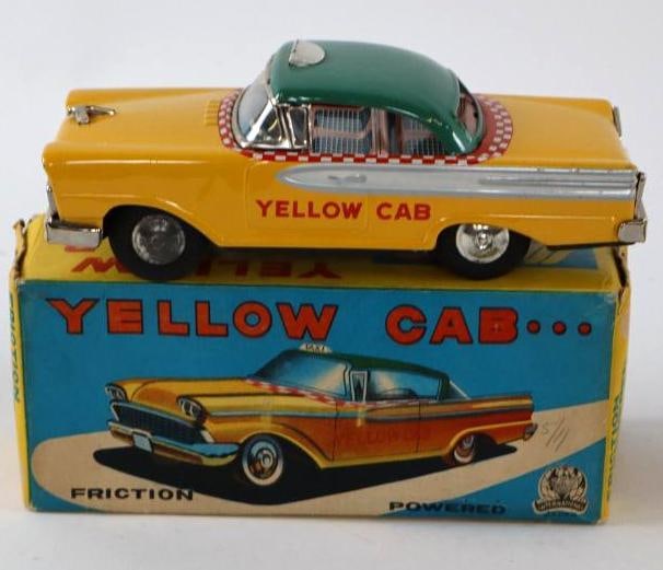 1950's SSS International Yellowcab Taxi Friction Tin Toy Car w/ Box (1 of 3)