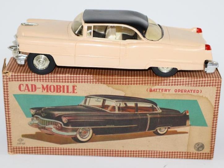 1950's Nomura Cadillac Sedan Battery Operated Tin Toy Car w/ Box (1 of 3)