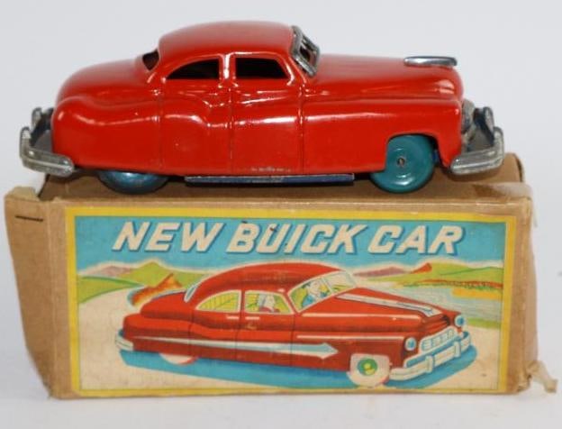 1950's New Buick Sedan Friction Tin Toy Car w/ Box: 7.25"