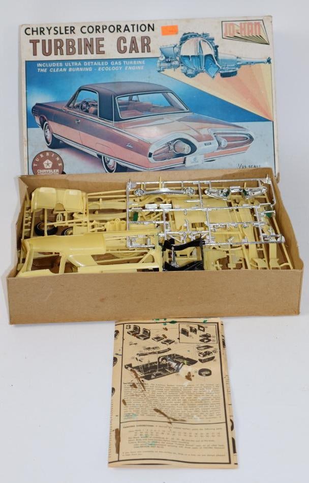 1960's Chrysler Corp Turbine 1/15th Scale Model Assemble Kit by Jo-Han Tin Toy Car w/ Box (1 of 2)