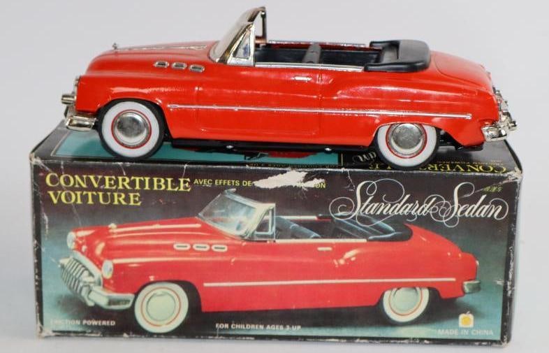 1940's Standard Sedan Convertible Voiture Tin Toy Car w/ Box: 11.5"