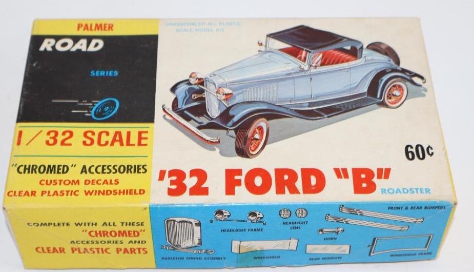 1932 Ford B Roadster 1/32 Scale Model by Palmer Road Series Tin Toy Car w/ Box (1 of 2)