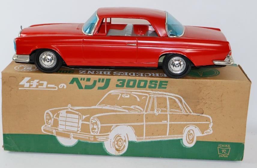1960's Benz 300SE Friction Tin Toy Car by Ichiko w/ Box: 27"