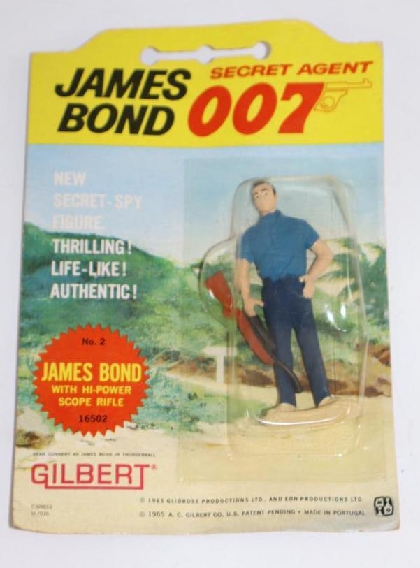 1960's James Bond Secret Agent 007 Action Figure by Gilbert in Original Blister Pack (1 of 2)