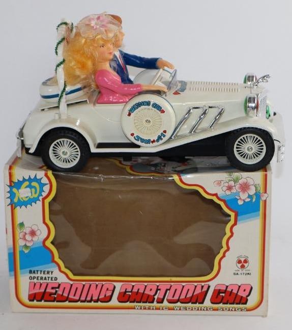 Battery Operated Wedding Cartoon Car by Son Ai Toys w/ Box: 12"