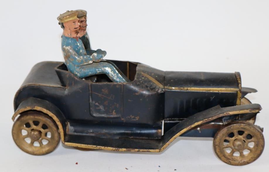 1920's Schieble Hill Climber Roadster Steel Toy Car w/ 2 Riders (1 of 3)