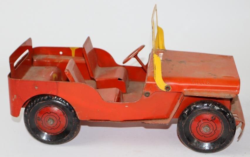 1950's Marx Willeys Jeep Metal Toy Car: 11"