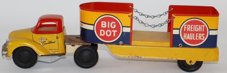 1930's Walt Reach Big Dot Freight Hauler Semi Truck Tin Litho: 12.50"