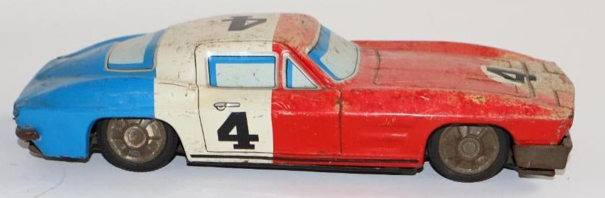 1960's Corvette Tin Type Friction Race Car: 9.25"