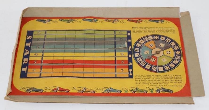 1920's Samuel Lowe Racing Car Game: 13" missing accessories