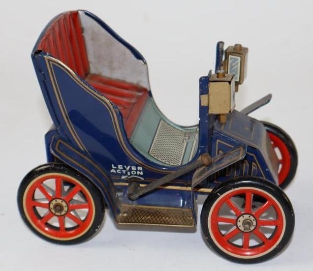 1920's Touring Convertible Lever Action Tin Litho Friction Toy Car (1 of 3)