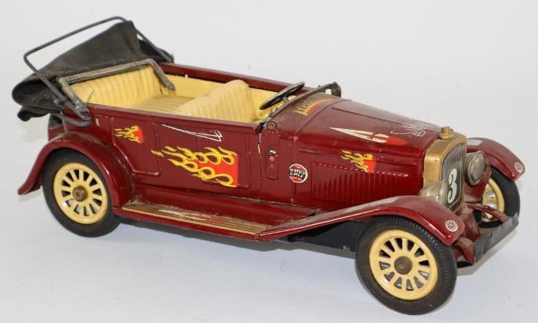 1930's Four Door Convertible Tin Litho Toy Car (1 of 3)