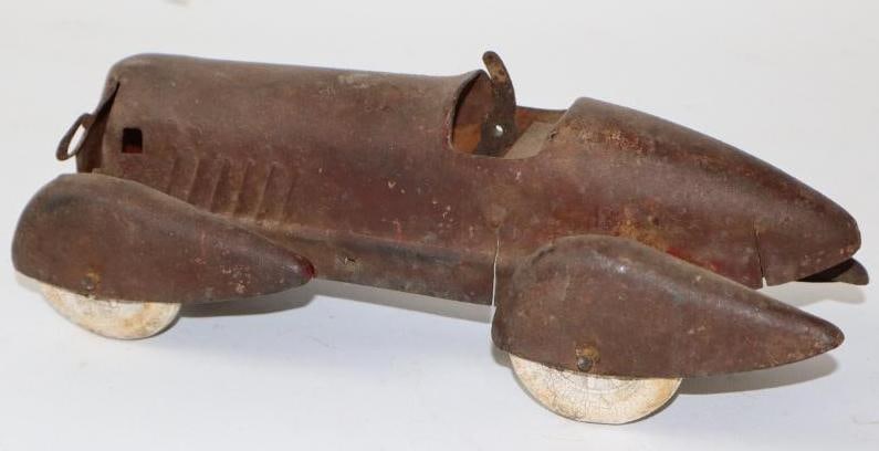 1930's Metal Race Car w/ Rubber Tires (1 of 3)