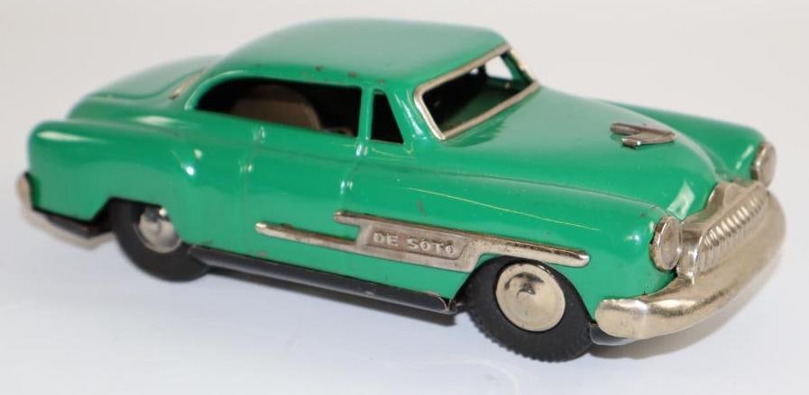 1950's - 1960's Asahi Toy Co. Pontiac De Soto Coupe Friction Toy Tin Car From Japan (1 of 3)