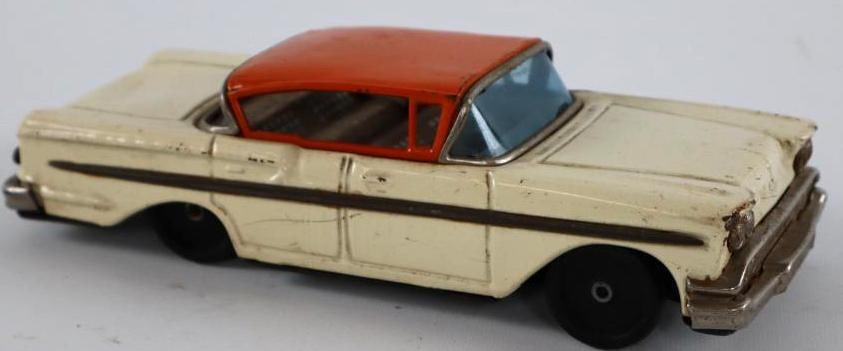 1950's -1960's Bandai Chey Bel Air Friction Tin Toy Car From Japan: 8.50" missing all hubcaps