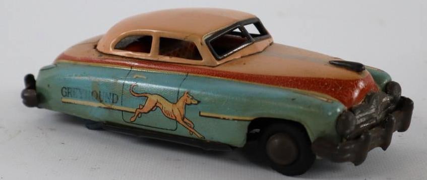 1950's -1960's Greyhound Two Door Sports Car Friction Tin Toy Car From Japan (1 of 3)