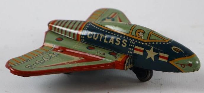 1950's -1960's Cutlass Friction Tin Toy Jet: 4.25"