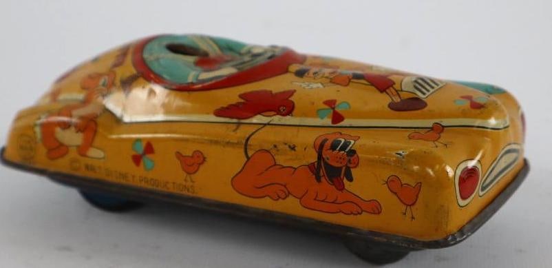 1950's -1960's Line Mar Disney Flivver Walt Disney Productions Push Down Friction Tin Toy Car From (1 of 3)