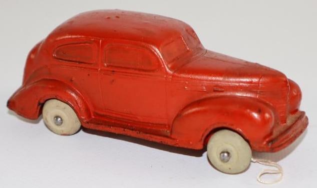 1939 Auburn Rubber Co Plymouth Sedan Toy Car: 4.75"