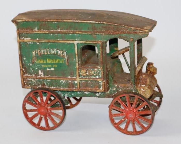 1907 McCallister Cast Iron Delivery Truck Toy Car: 8"