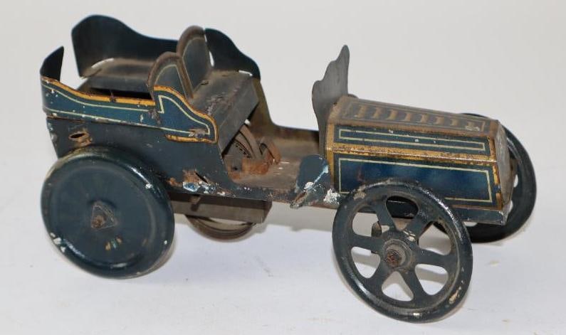 Early 1920's Wind Up Roadster Tin Toy Car: 6"