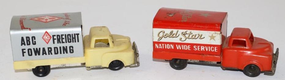 Group of Two Tin Friction advertising Box Trucks: 4"