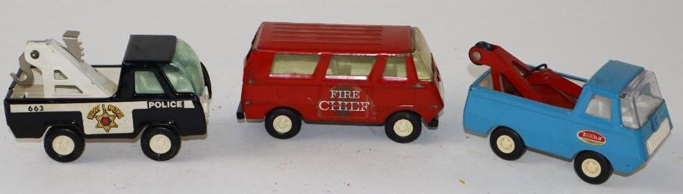 Group of 3 Tonka And Buddy L Die Cast Tow Truck And Fire Chief Van (1 of 3)