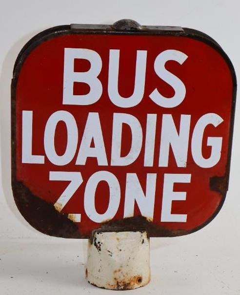 Double Sided porcelain Bus Loading Zone Pole Sign (1 of 3)