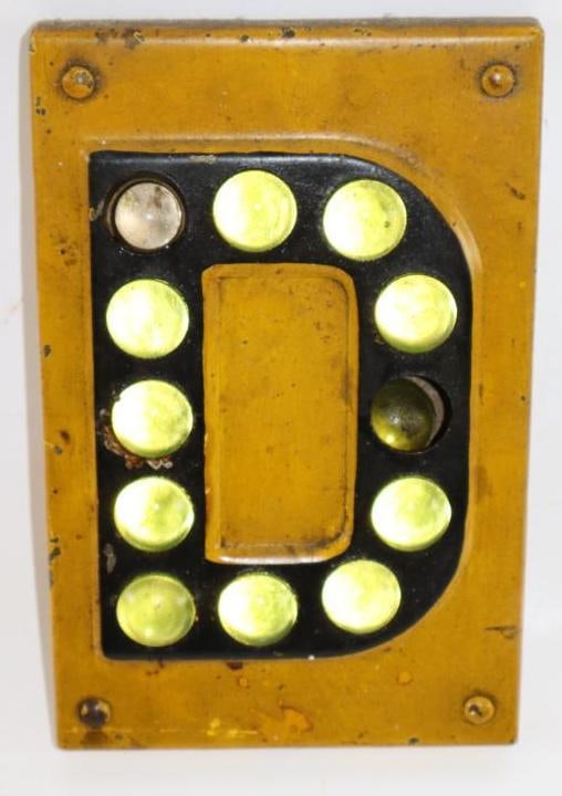 Embossed D w/Uranium Glass Cat Eye Reflective Marbles: 8" x 5"