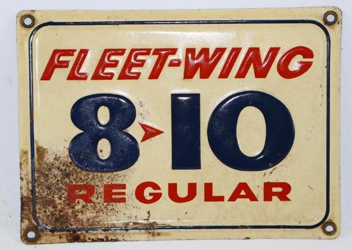 Embossed Fleet-Wing 8>10 Regular Gasoline Pump Plate (1 of 2)