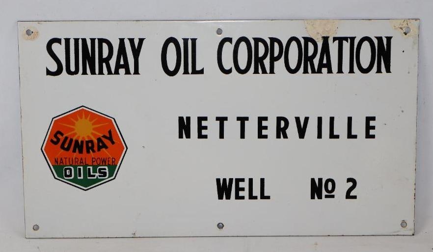 Sun Ray Oil Corporation Porcelain Well Lease Sign (1 of 2)