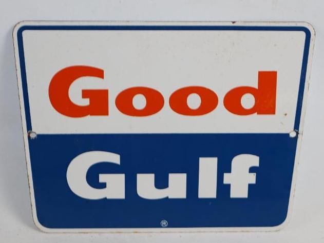 Good Gulf Porcelain Gas Pump Display Sign: 11"x 8.5"