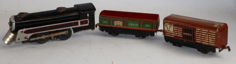 Group of 3 Tin Litho Toy Train Cars (1 of 3)