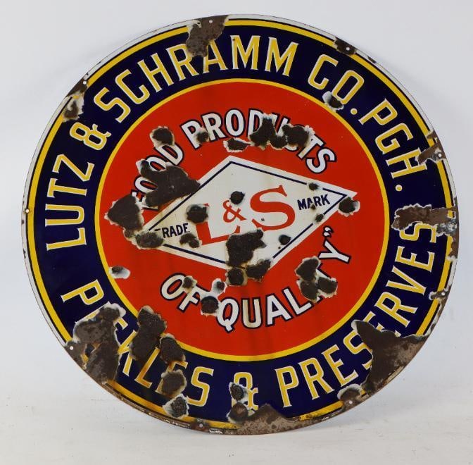 Lutz & Schramm Co. Food Products Advertising Single Sided Porcelain Sign (1 of 2)