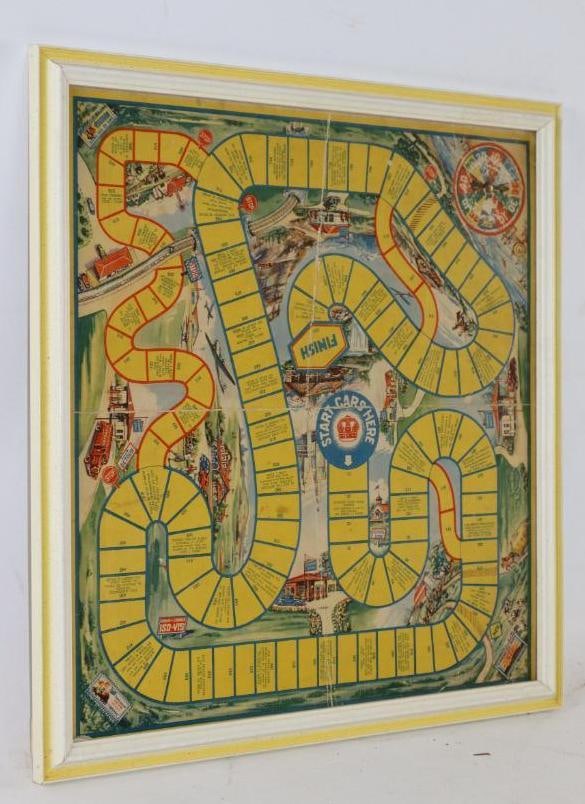 1939 Standard Oil Red Crown Iso-Vis Advertising Automobile Framed Board Game: 19" x 19" x 1"