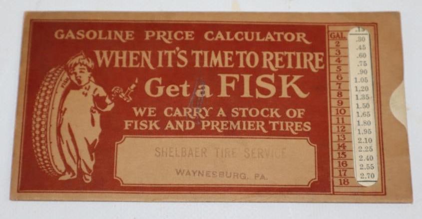 1926 Fisk Premier Tire Gasoline Price Calculator (1 of 2)