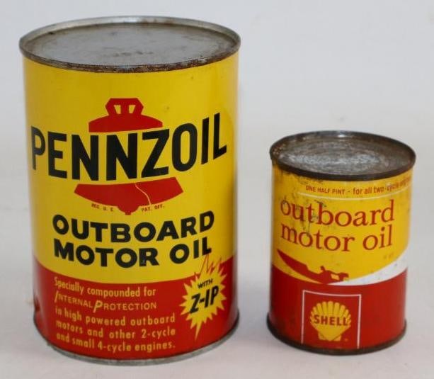 Group of 2 Pennzoil & Shell Outboard Motor Oil Cans (1 of 2)