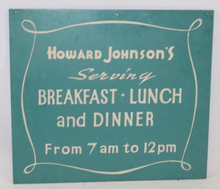 Masonite Howard Johnson's Hotel Restaurant Advertising Sign (1 of 2)