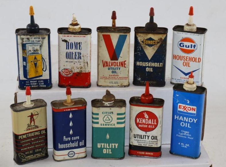 Group of 10 Handy Oiler Cans Gas Station Related (1 of 2)