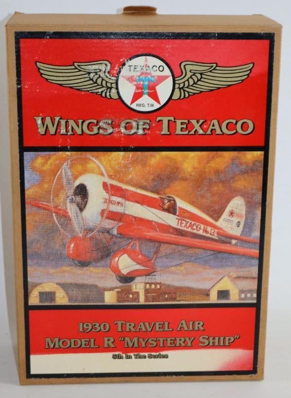 Wings Of Texaco Diecast Metal Coin Bank In Original Box: 9.5"x13"x4" 1930 Model R