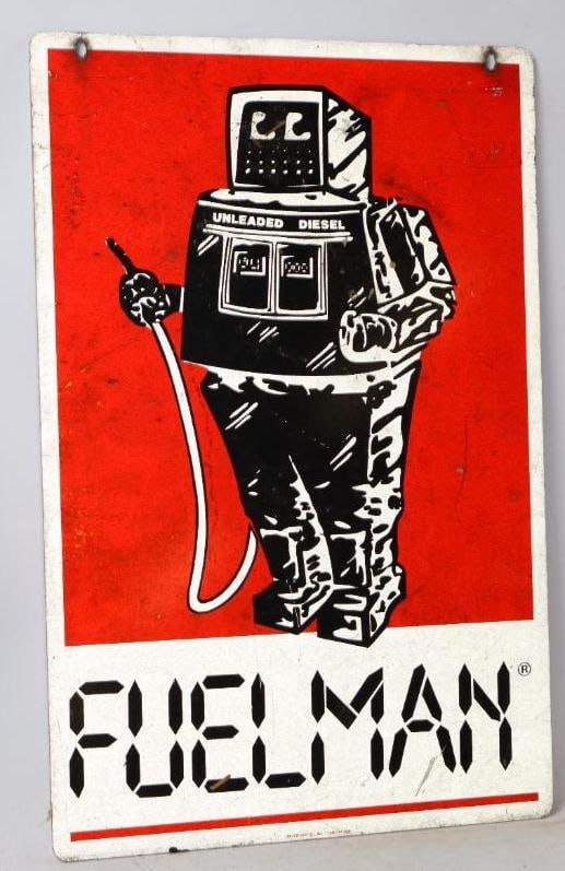 Double Sided Aluminum Hanging Fuel Man Display Sign (1 of 2)