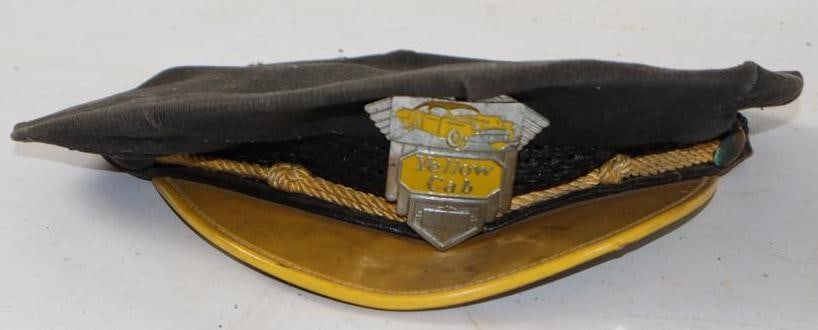 1940's Yellow Cab Taxi Drivers Hat w/ Embossed Hat Pin (1 of 3)