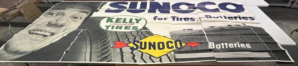 NOS Graphic Sunoco Oil and Kelly Springfield Tires Advertising Billboard Poster (1 of 3)