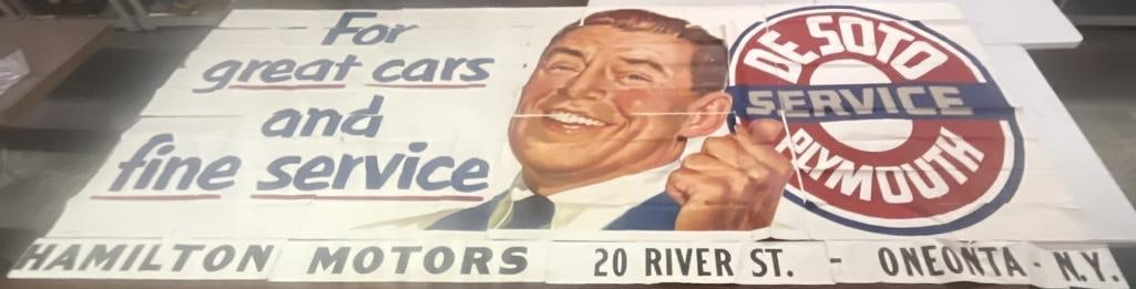 NOS Chrysler DeSoto Plymouth Dealership Graphic Advertising Billboard Poster Hamilton (1 of 3)