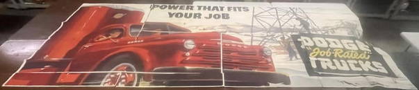 NOS 1949 Dodge Trucks "Job Rated" Dealership Advertising Billboard Poster
