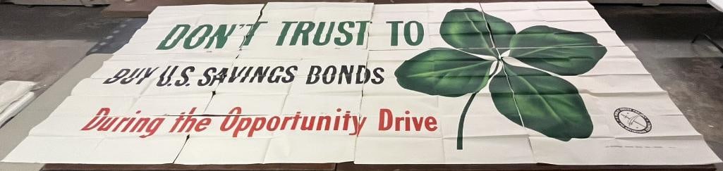 NOS 1949 Buy US Savings Bond "Don't Trust to Luck" Graphic Advertising Billboard Poster (1 of 4)
