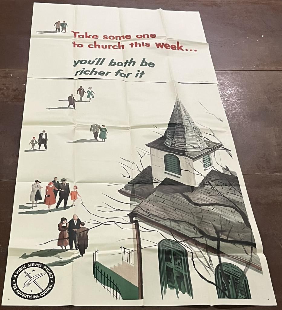 NOS "Take Someone to Church This Week" Graphic Advertising Billboard Poster: 41" x 84"